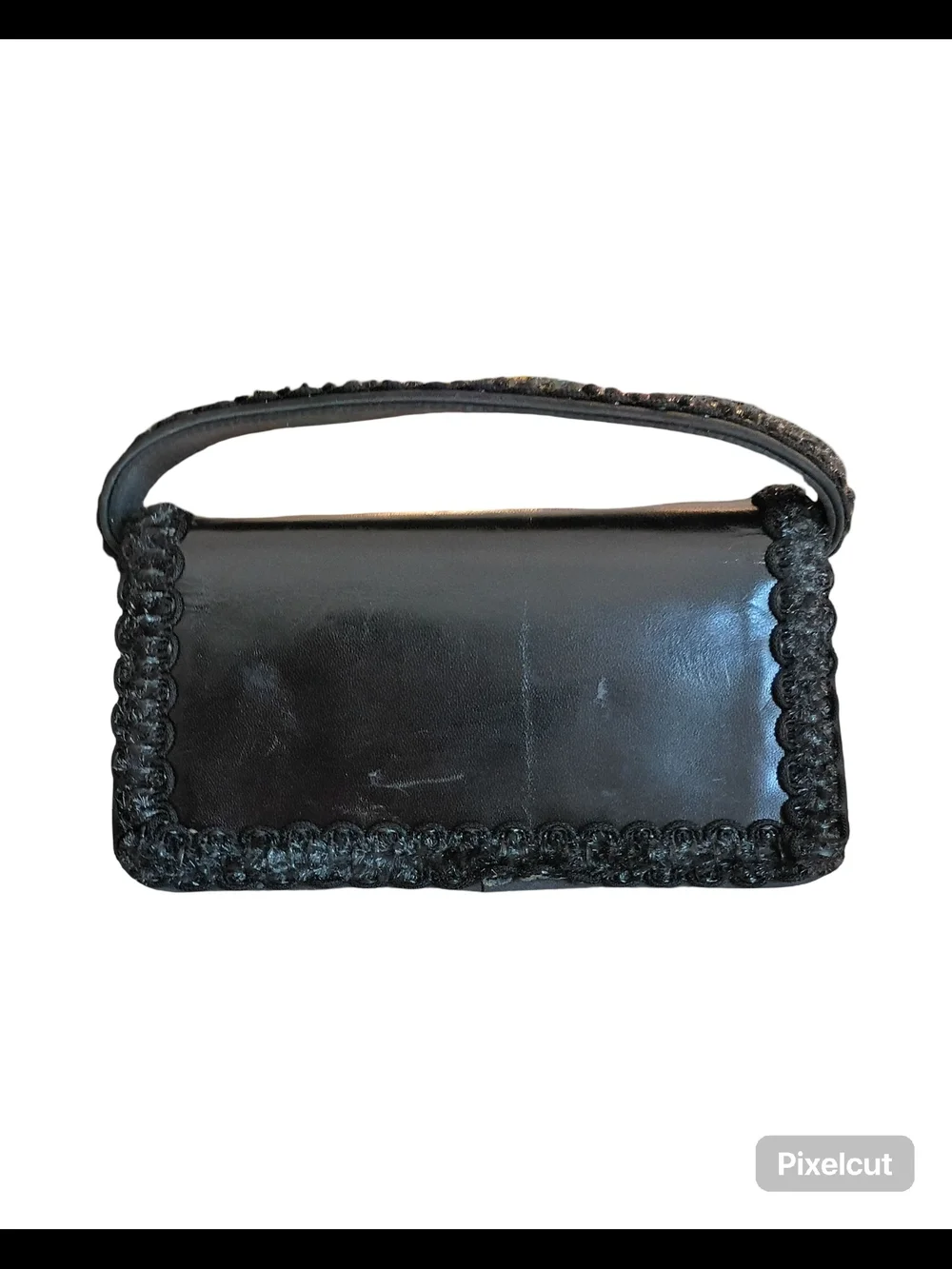 vintage Lorren Bell small black rose floral Evening Bag purse